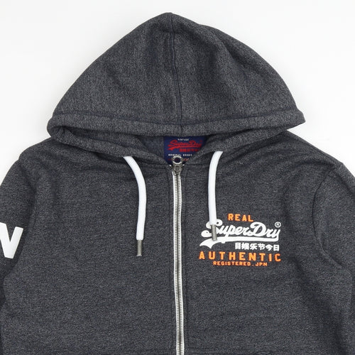 Superdry Mens Grey Cotton Full Zip Hoodie Size M