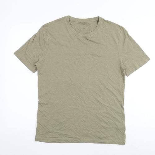 Marks and Spencer Mens Green Cotton T-Shirt Size M Round Neck