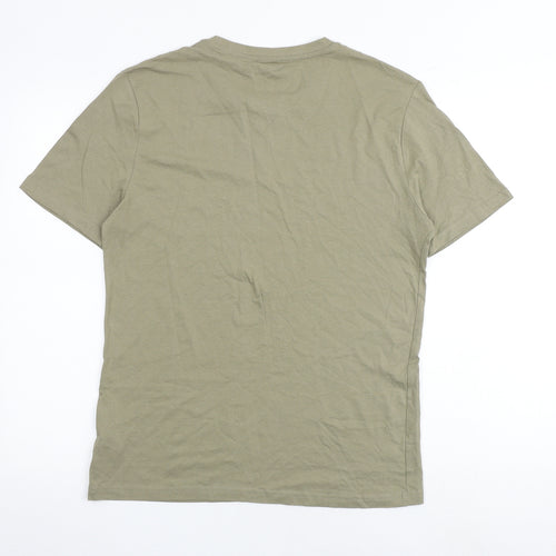 Marks and Spencer Mens Green Cotton T-Shirt Size M Round Neck