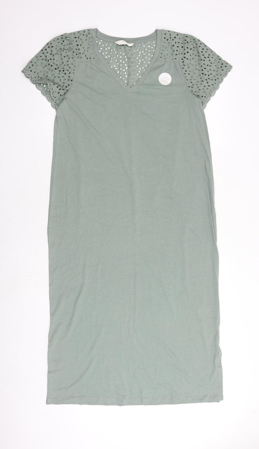 Marks and Spencer Womens Green Solid 100% Cotton Top Dress Size 10