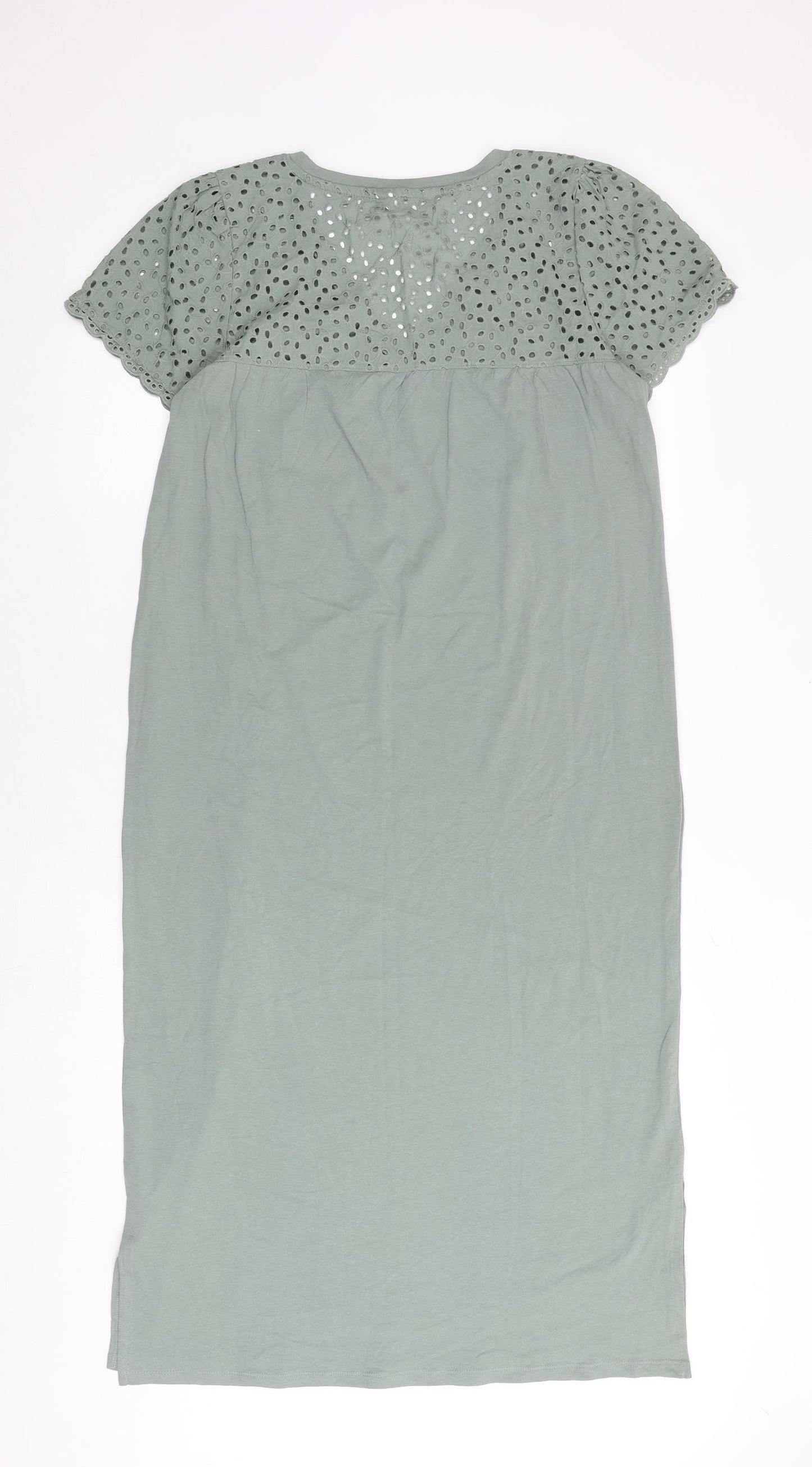 Marks and Spencer Womens Green Solid 100% Cotton Top Dress Size 10