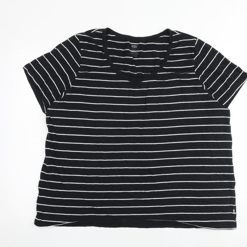 Levi's Womens Black Striped 100% Cotton Basic T-Shirt Size XL Round Neck