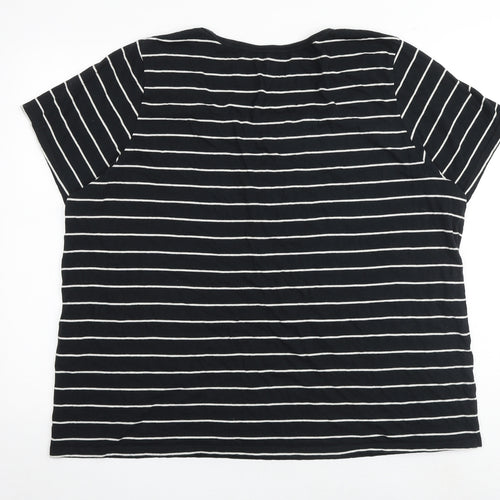 Levi's Womens Black Striped 100% Cotton Basic T-Shirt Size XL Round Neck