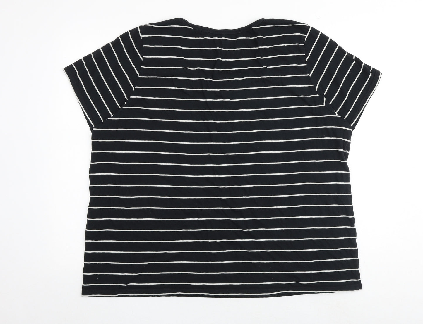 Levi's Womens Black Striped 100% Cotton Basic T-Shirt Size XL Round Neck
