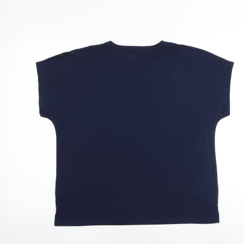 Marks and Spencer Womens Blue Polyester Basic T-Shirt Size 12 Round Neck