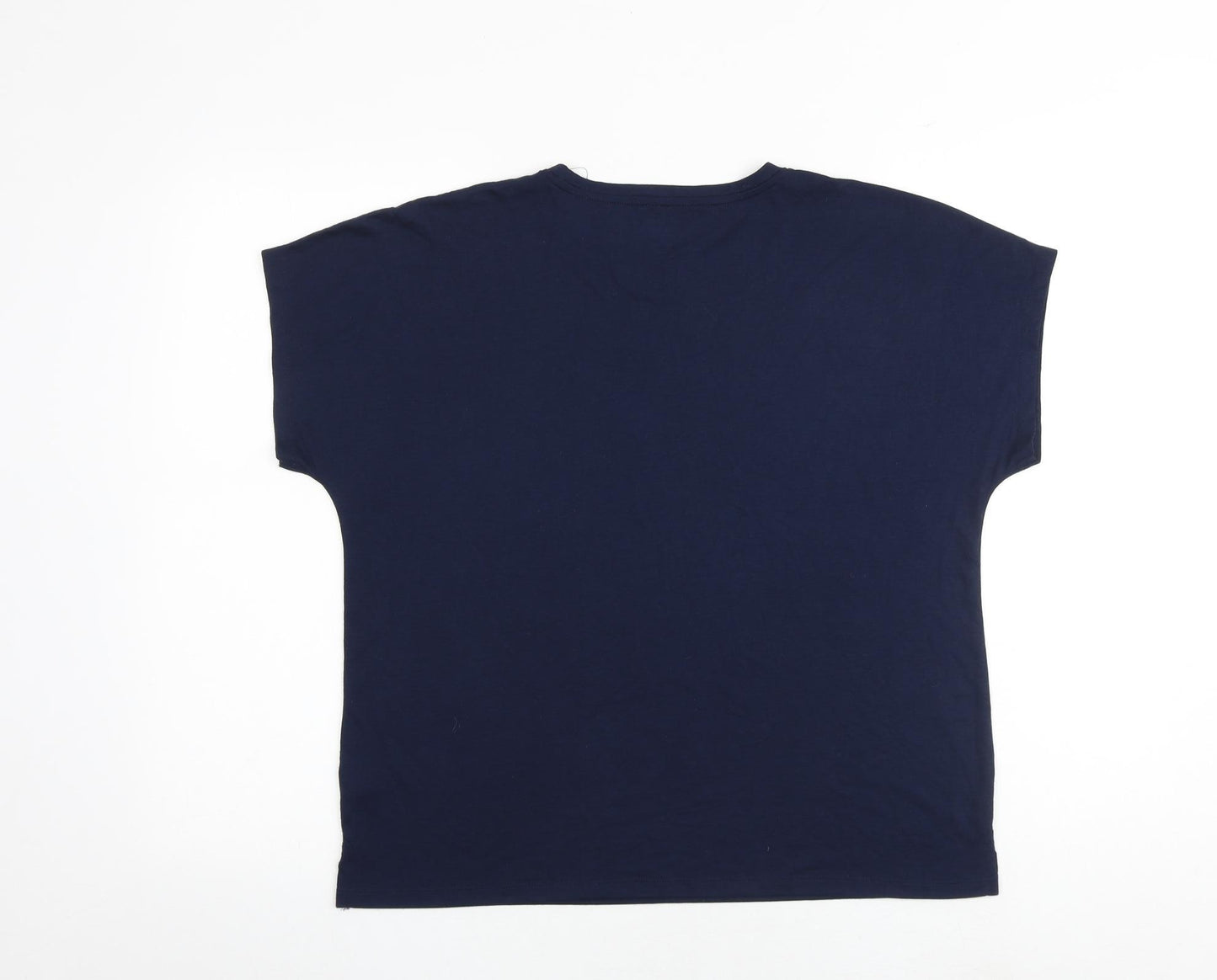 Marks and Spencer Womens Blue Polyester Basic T-Shirt Size 12 Round Neck