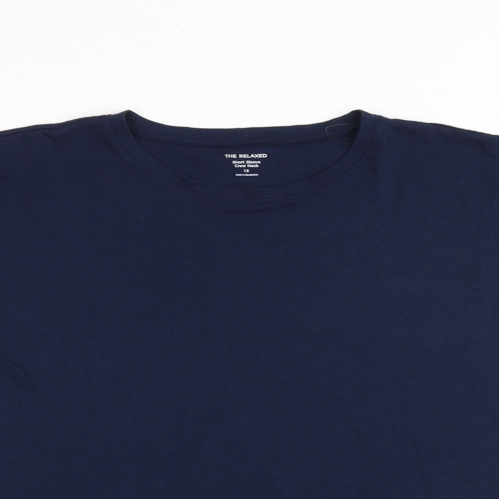 Marks and Spencer Womens Blue Polyester Basic T-Shirt Size 12 Round Neck