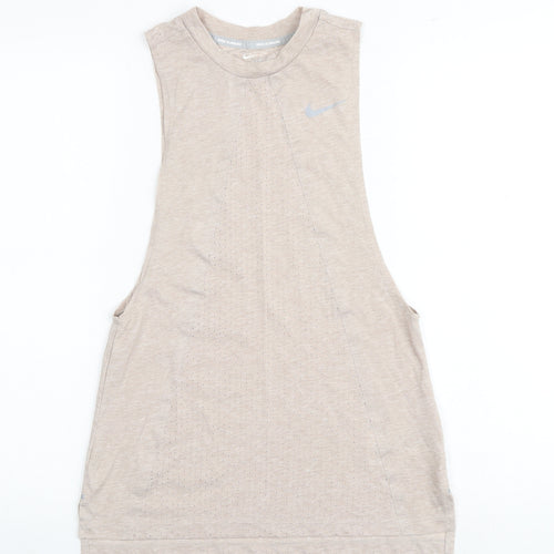 Nike Womens Beige Polyester Pullover Tank Size XS Crew Neck Pullover