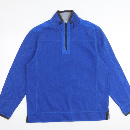 MANTARAY PRODUCTS Mens Blue Cotton Henley Sweatshirt Size L