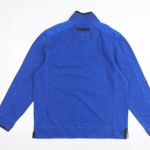 MANTARAY PRODUCTS Mens Blue Cotton Henley Sweatshirt Size L