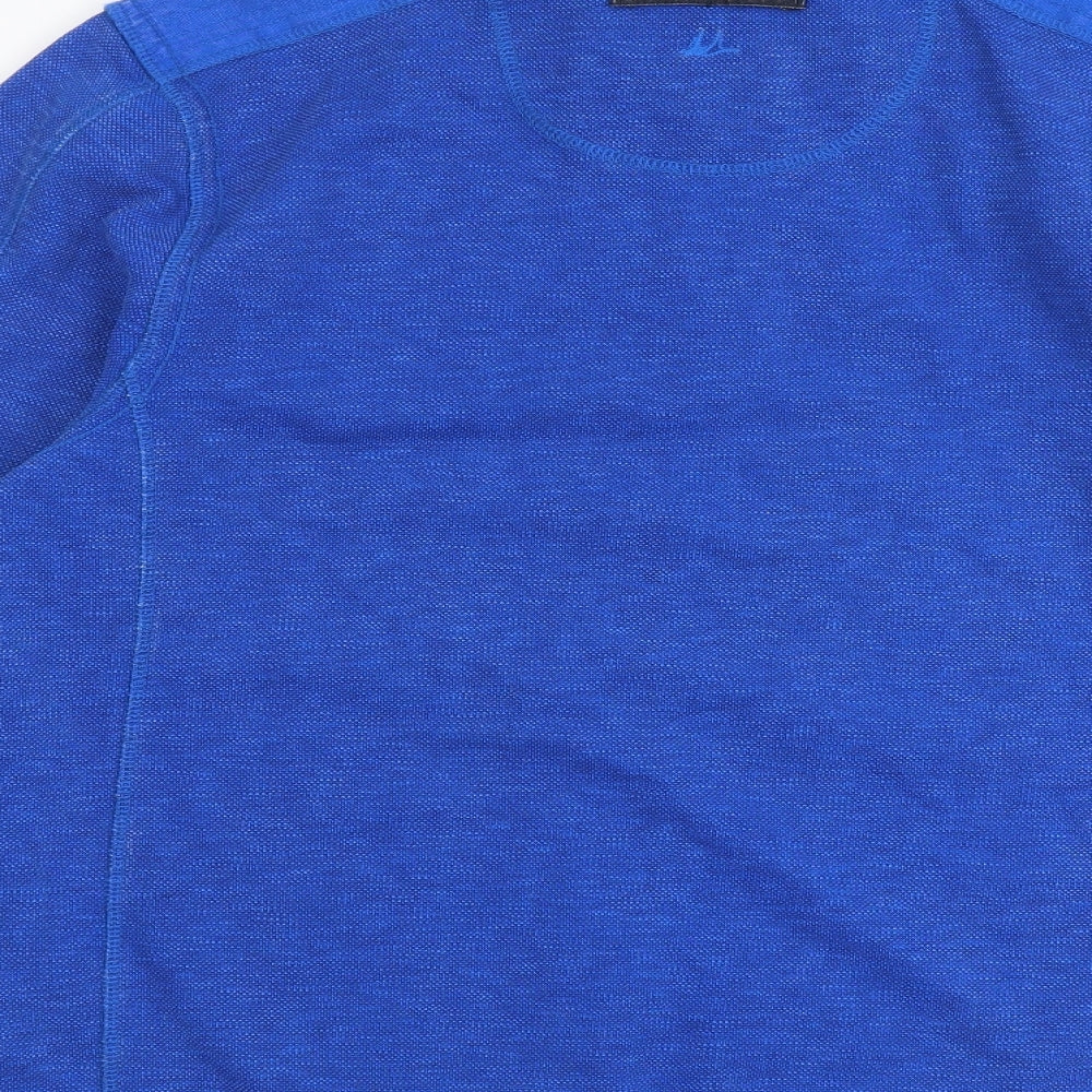 MANTARAY PRODUCTS Mens Blue Cotton Henley Sweatshirt Size L
