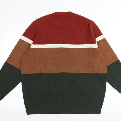 Marks and Spencer Mens Multicoloured Round Neck Striped Polyester Pullover Jumper Size 2XL Long Sleeve