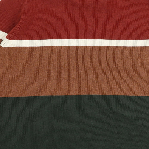 Marks and Spencer Mens Multicoloured Round Neck Striped Polyester Pullover Jumper Size 2XL Long Sleeve