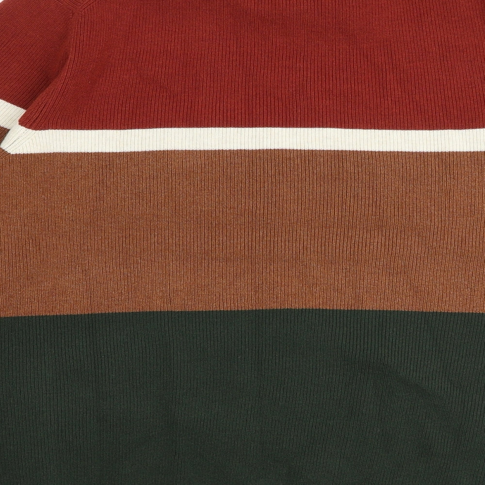 Marks and Spencer Mens Multicoloured Round Neck Striped Polyester Pullover Jumper Size 2XL Long Sleeve