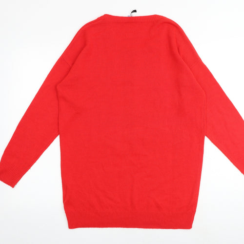 Capsule Womens Red Round Neck Cotton Pullover Jumper Size 12 - May contain prosecco Size 12-14