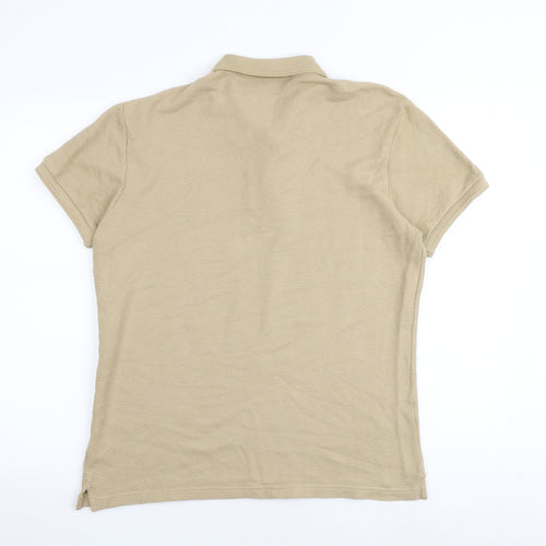 Zara Mens Brown 100% Cotton Polo Size M Collared Button