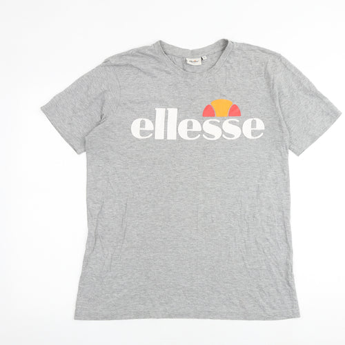 ellesse Mens Grey Cotton T-Shirt Size L Round Neck
