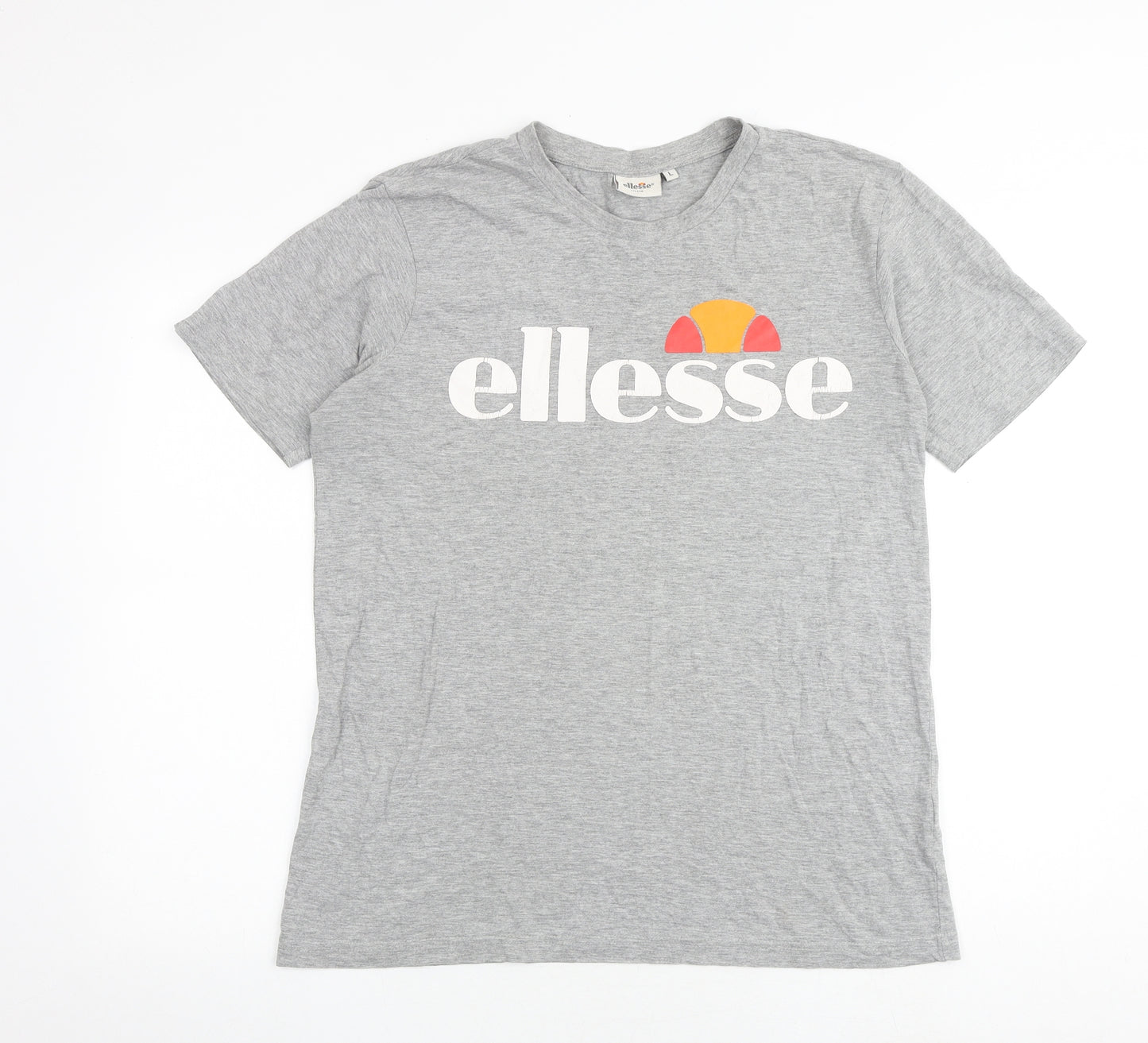 ellesse Mens Grey Cotton T-Shirt Size L Round Neck