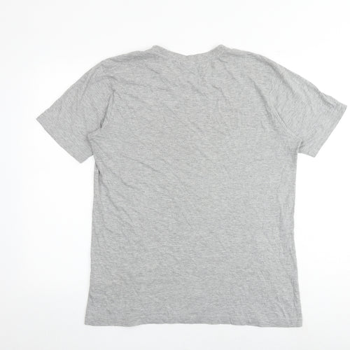 ellesse Mens Grey Cotton T-Shirt Size L Round Neck