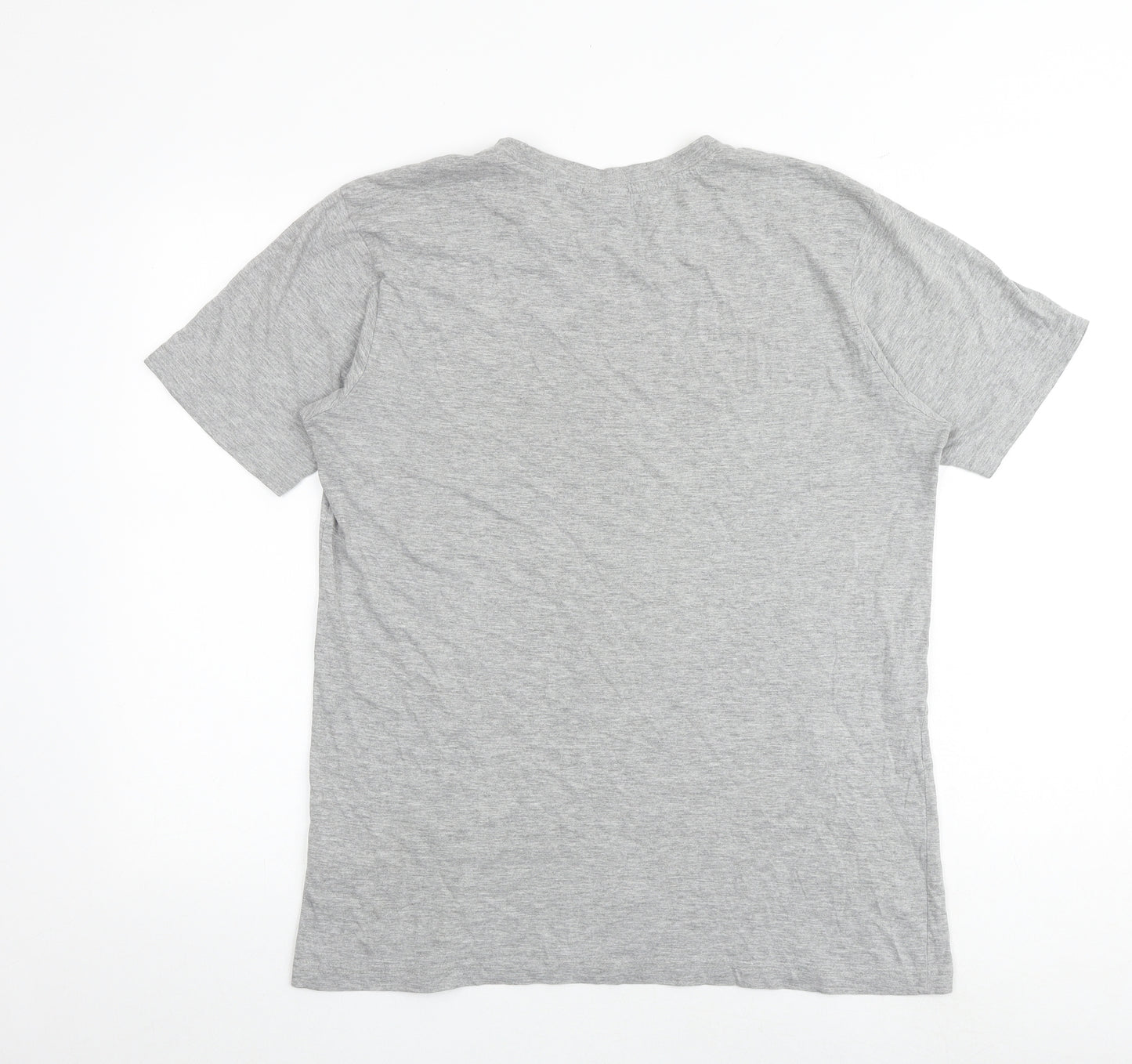 ellesse Mens Grey Cotton T-Shirt Size L Round Neck