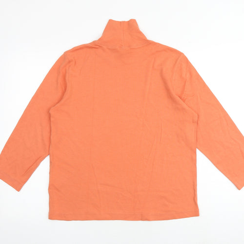 Lands' End Womens Orange 100% Cotton Basic T-Shirt Size M Roll Neck - Size 10-12