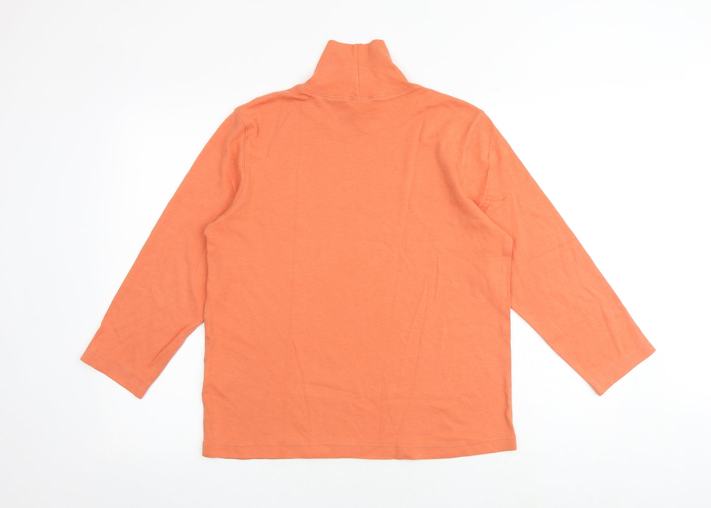 Lands' End Womens Orange 100% Cotton Basic T-Shirt Size M Roll Neck - Size 10-12