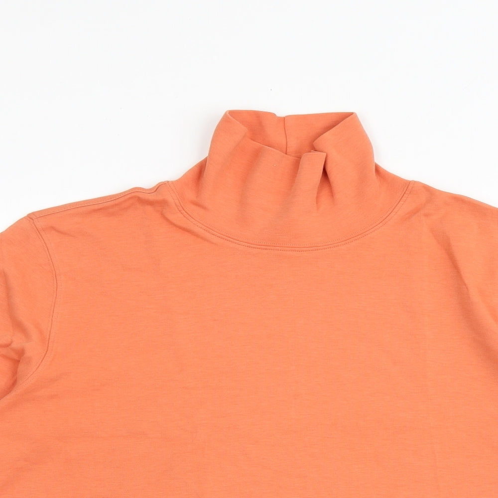 Lands' End Womens Orange 100% Cotton Basic T-Shirt Size M Roll Neck - Size 10-12