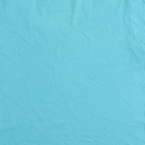 Marks and Spencer Womens Blue 100% Cotton Basic T-Shirt Size 20 Scoop Neck