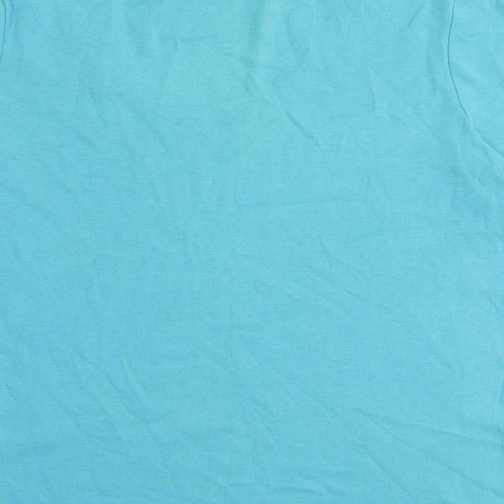 Marks and Spencer Womens Blue 100% Cotton Basic T-Shirt Size 20 Scoop Neck