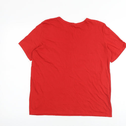 Zara Womens Red Cotton Basic T-Shirt Size M Round Neck - Liberation of The Ordinary