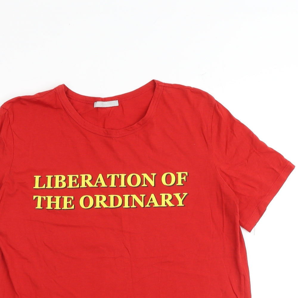 Zara Womens Red Cotton Basic T-Shirt Size M Round Neck - Liberation of The Ordinary