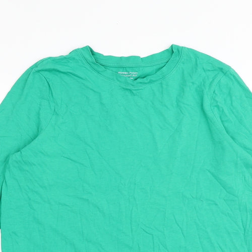 Dunnes Stores Womens Green 100% Cotton Basic T-Shirt Size XS Round Neck