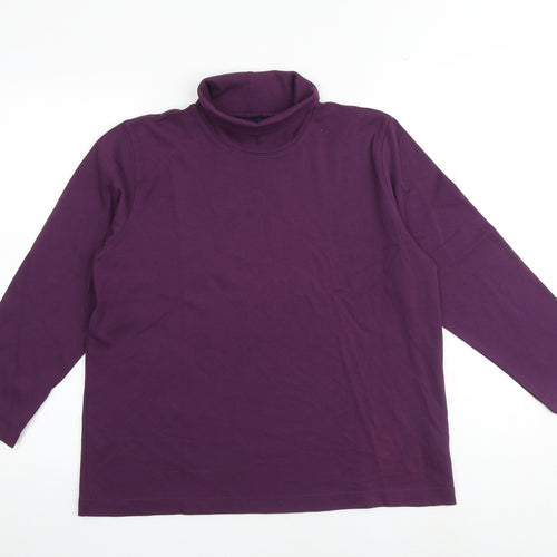 Lands' End Womens Purple 100% Cotton Basic T-Shirt Size M Roll Neck - Size 10-12