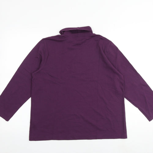 Lands' End Womens Purple 100% Cotton Basic T-Shirt Size M Roll Neck - Size 10-12
