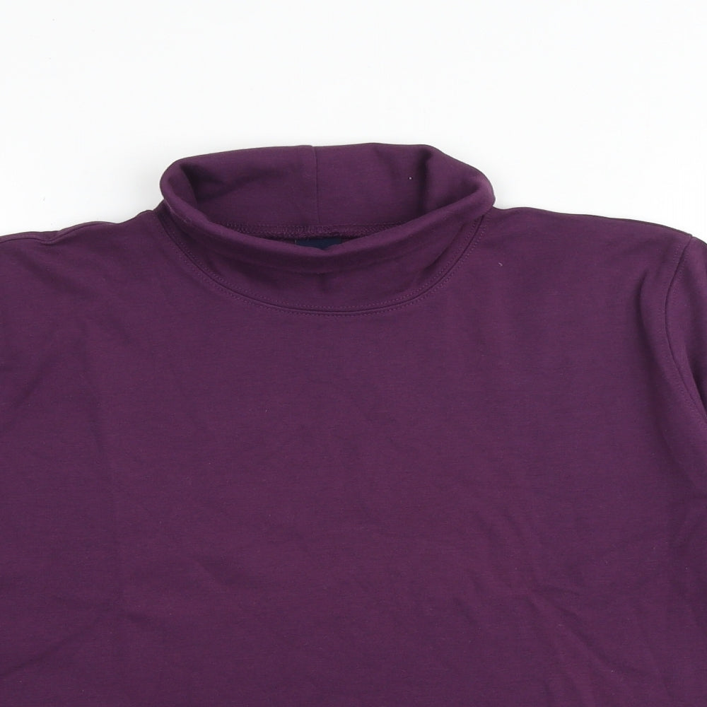 Lands' End Womens Purple 100% Cotton Basic T-Shirt Size M Roll Neck - Size 10-12