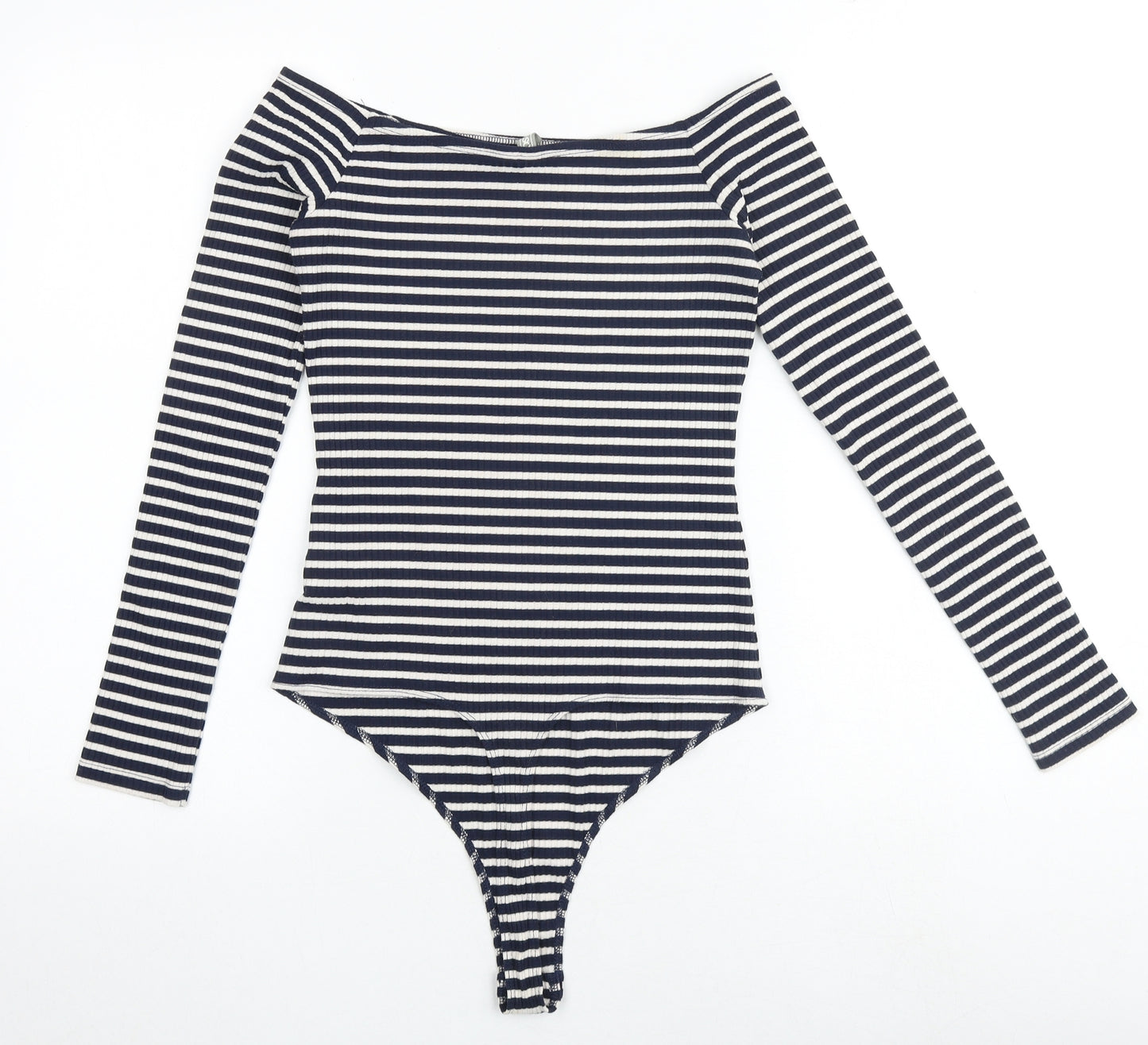 ASOS Womens Blue Striped Polyester Bodysuit One-Piece Size 10 Snap