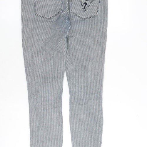 NEXT Womens Blue Striped Cotton Skinny Jeans Size 30 in Regular Zip