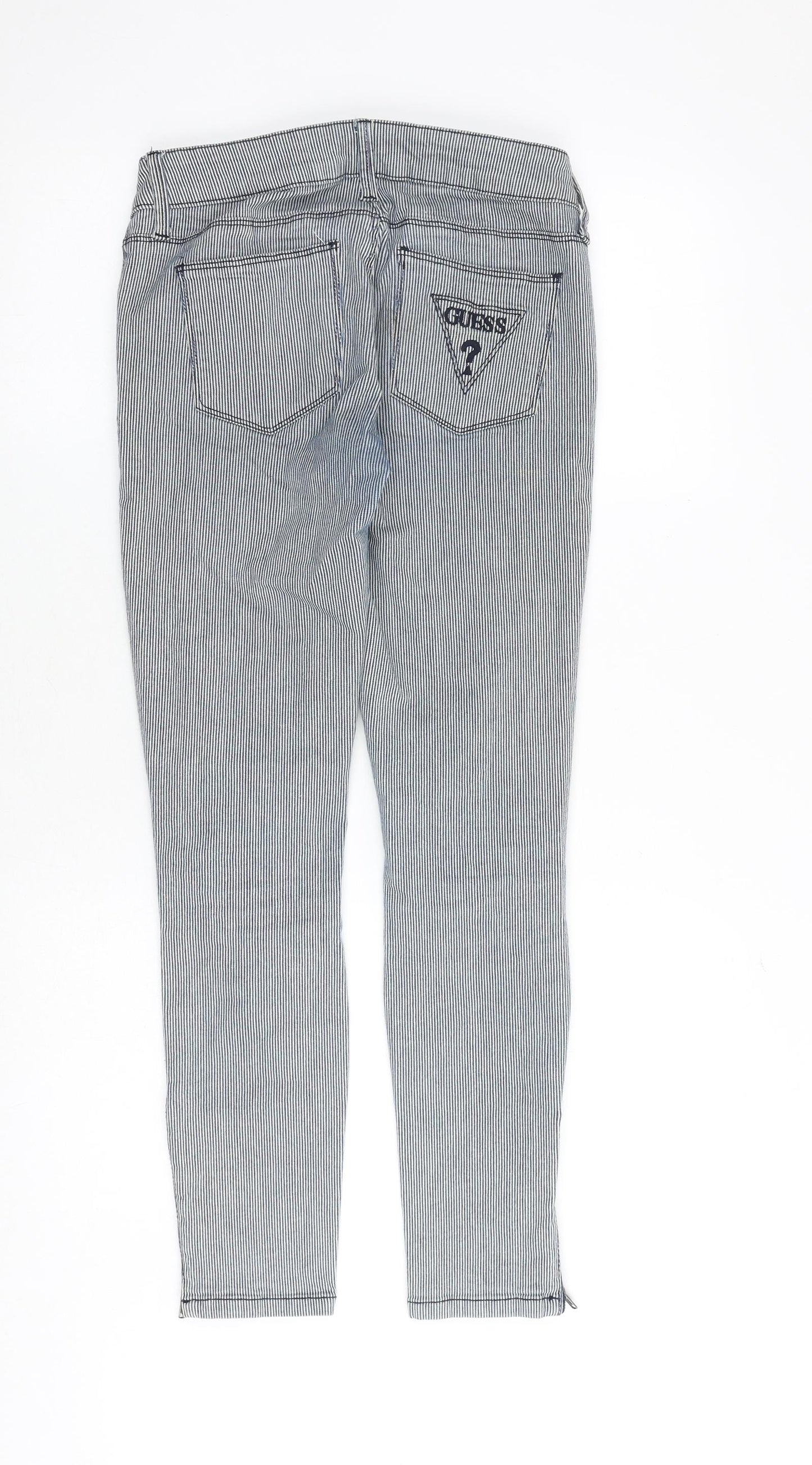 NEXT Womens Blue Striped Cotton Skinny Jeans Size 30 in Regular Zip