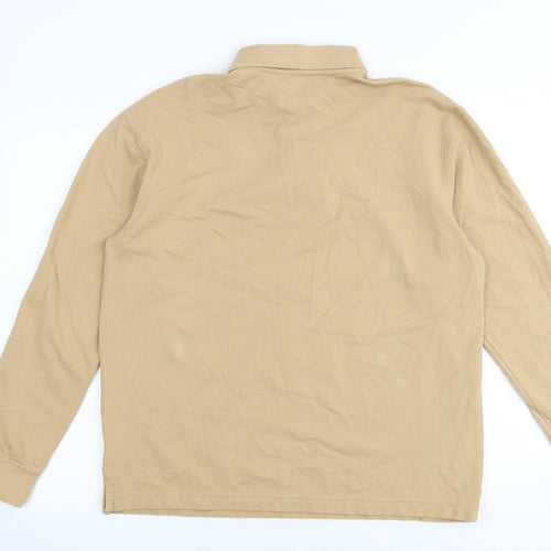 Cotton Traders Mens Brown Cotton Polo Size M Collared Button