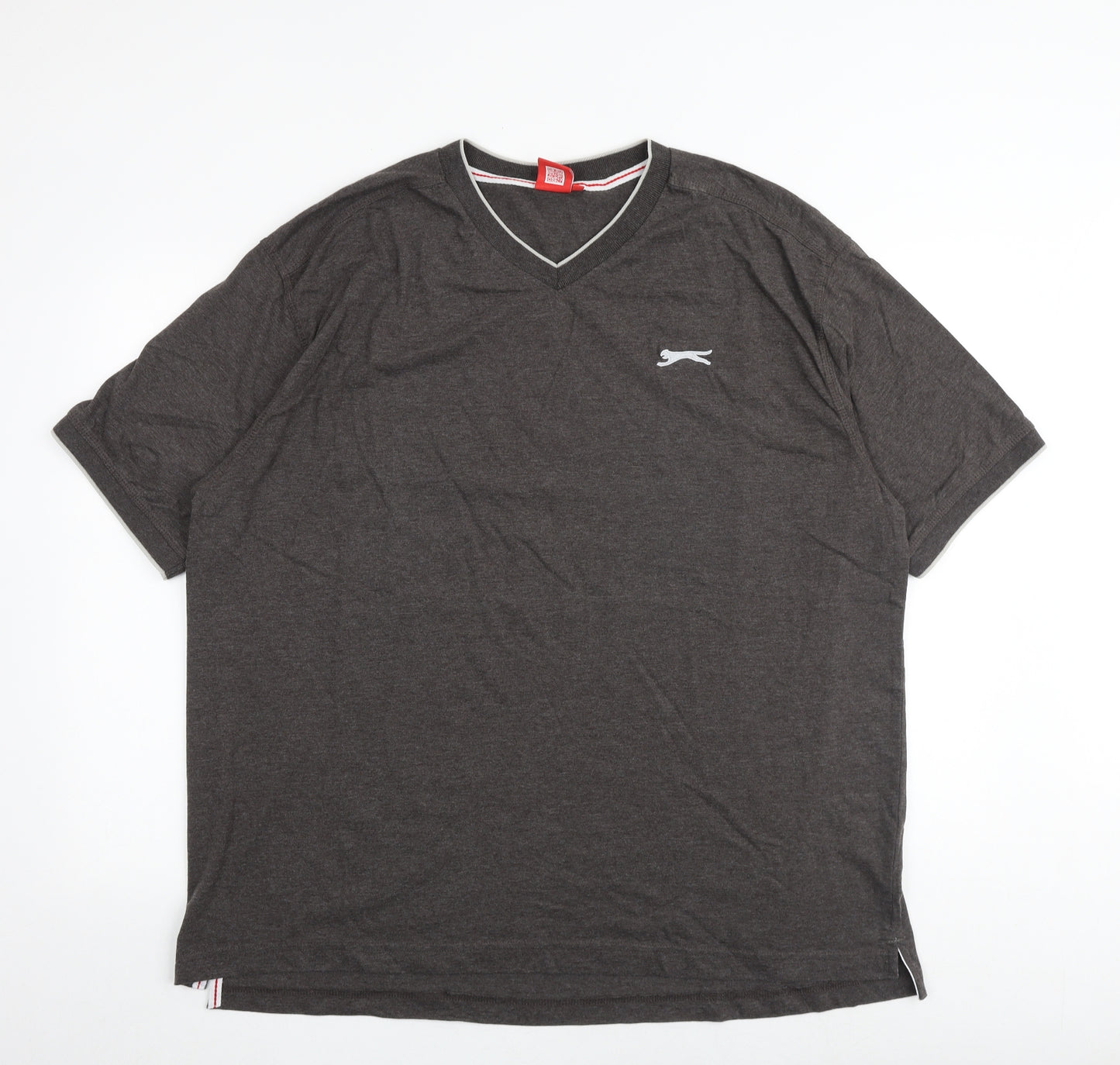 Slazenger Mens Grey Polyester T-Shirt Size 3XL V-Neck