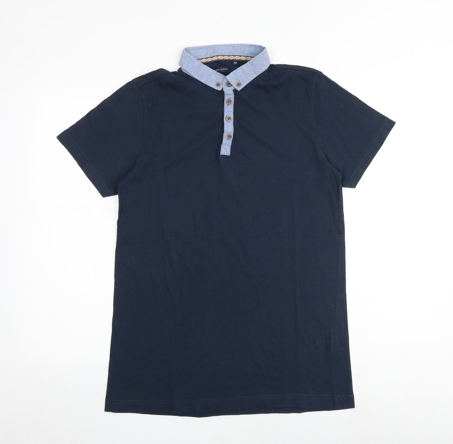 Brave Soul Mens Black Cotton Polo Size M Collared