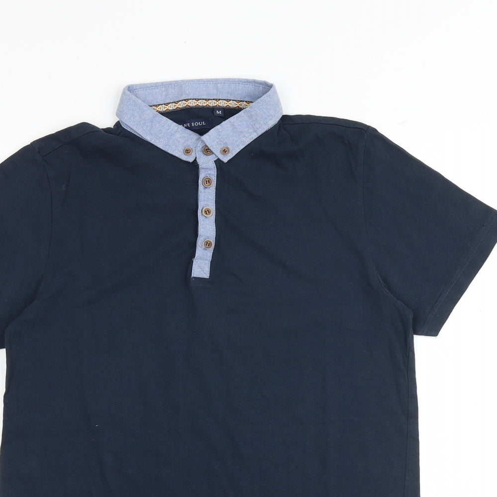 Brave Soul Mens Black Cotton Polo Size M Collared