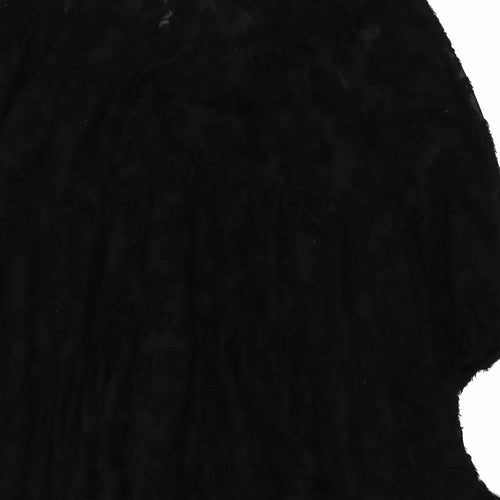 Zara Womens Black Polyester A-Line Size S Round Neck Button