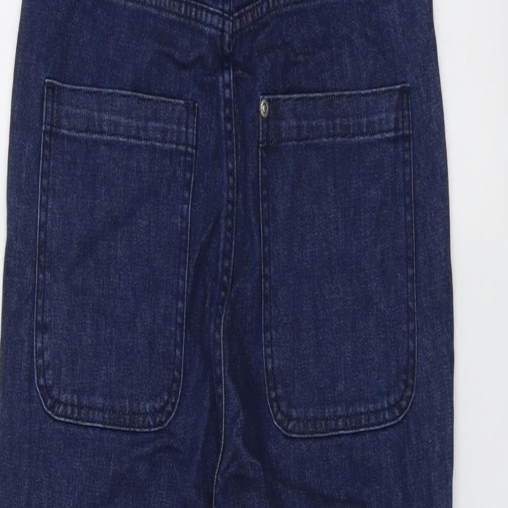 H&M Womens Blue Cotton Dungaree One-Piece Size 10 Button