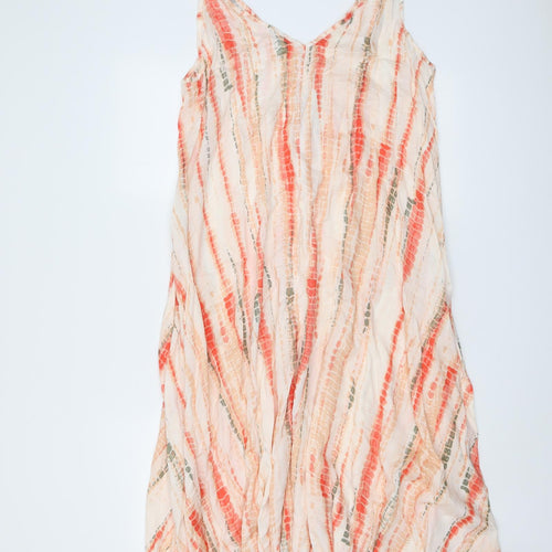 NEXT Womens Pink Geometric Viscose Slip Dress Size 14 V-Neck Pullover