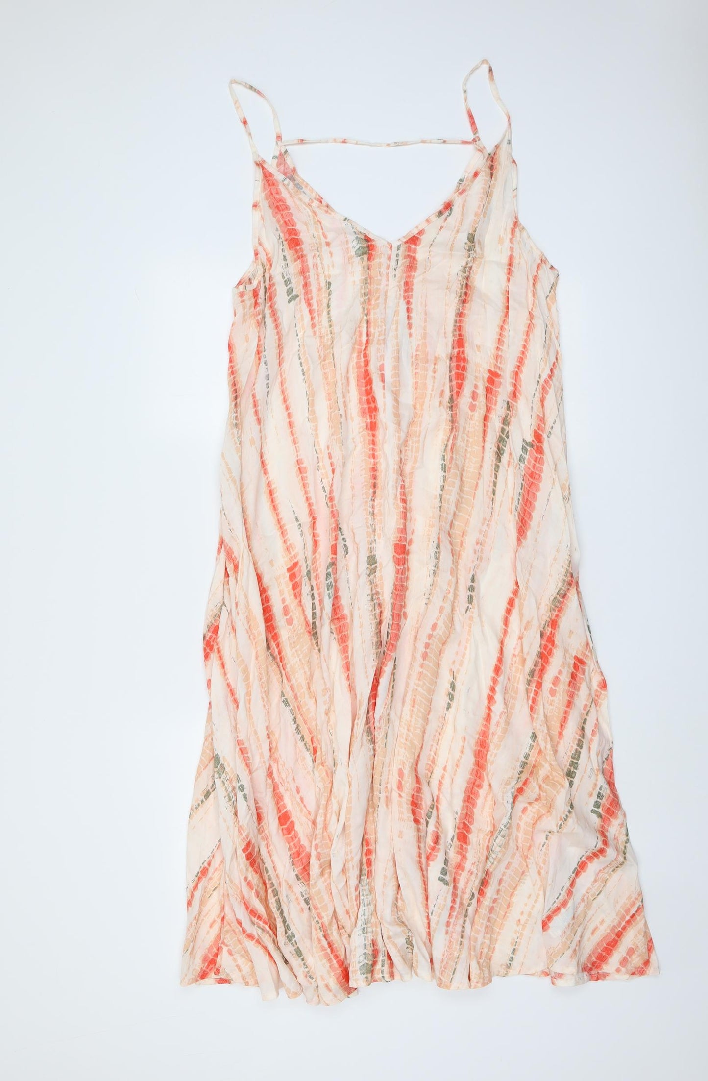 NEXT Womens Pink Geometric Viscose Slip Dress Size 14 V-Neck Pullover
