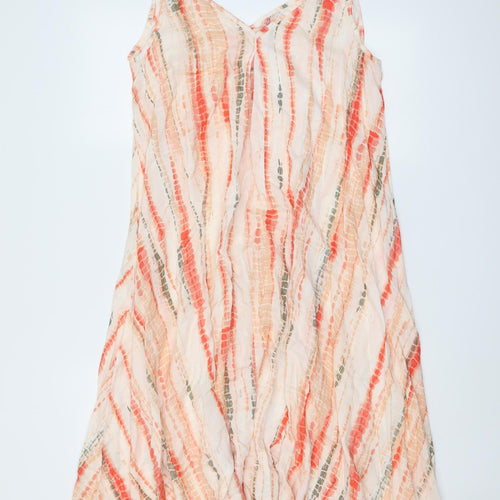 NEXT Womens Pink Geometric Viscose Slip Dress Size 14 V-Neck Pullover