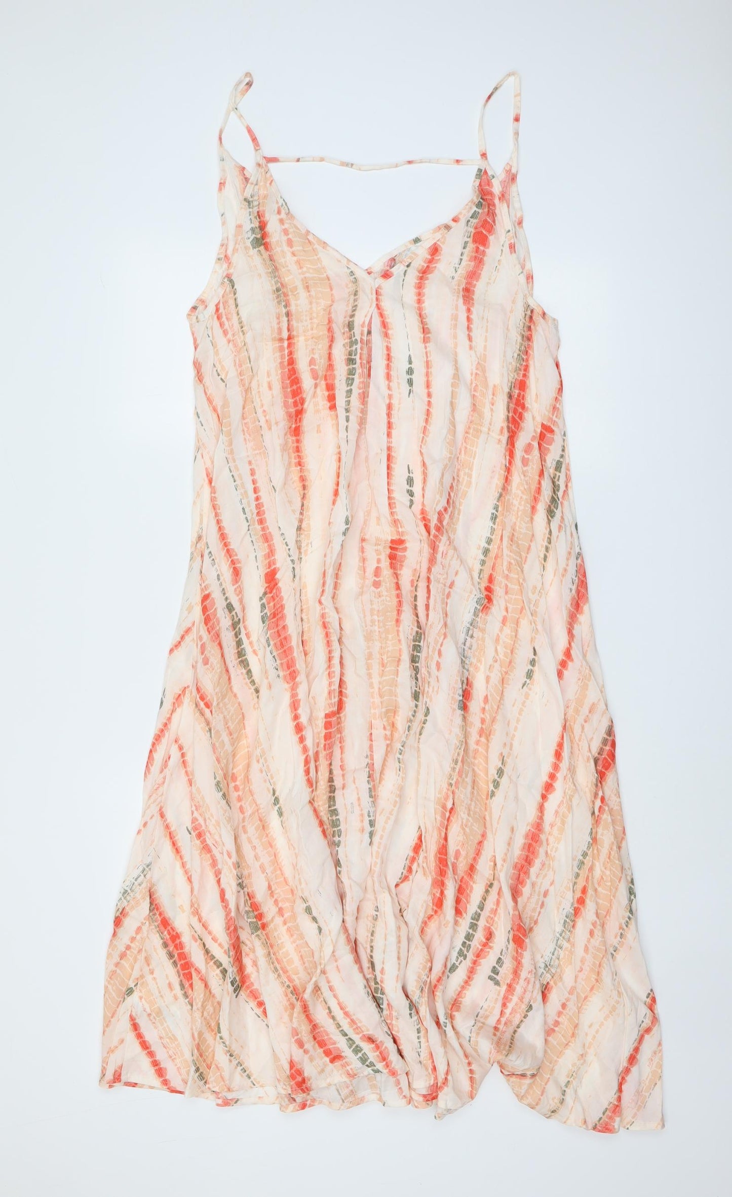 NEXT Womens Pink Geometric Viscose Slip Dress Size 14 V-Neck Pullover