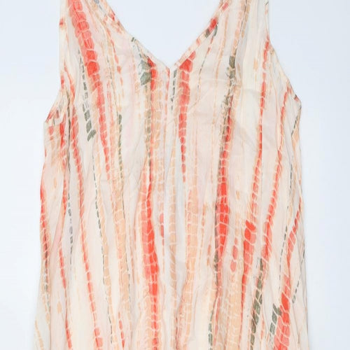 NEXT Womens Pink Geometric Viscose Slip Dress Size 14 V-Neck Pullover