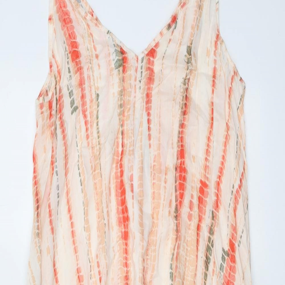 NEXT Womens Pink Geometric Viscose Slip Dress Size 14 V-Neck Pullover